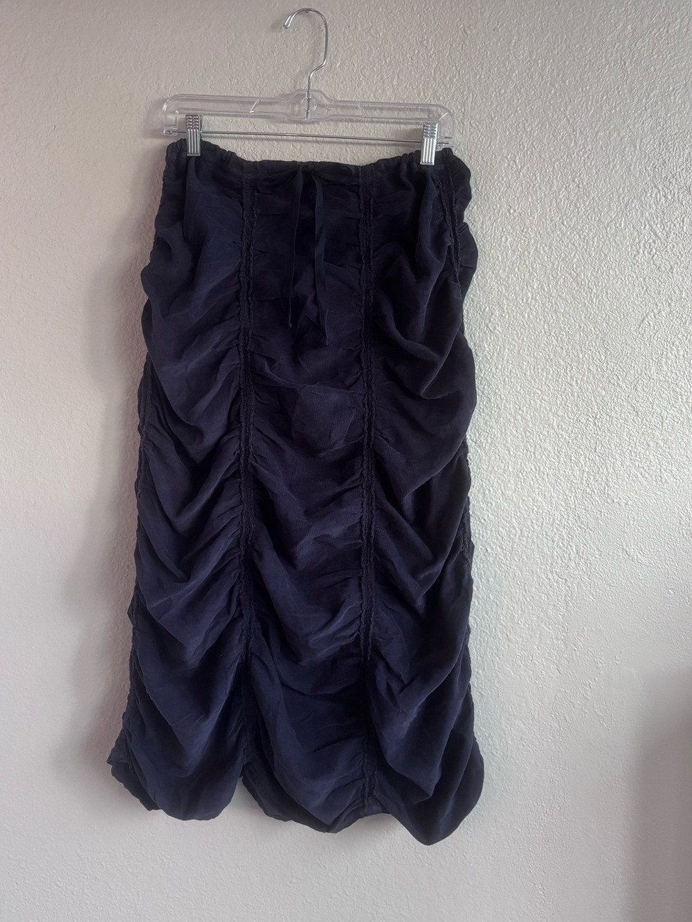 CORE by XCVI Gored Peasant Skirt Navy Ruched Maxi Skirt Size M - Picture 5 of 7